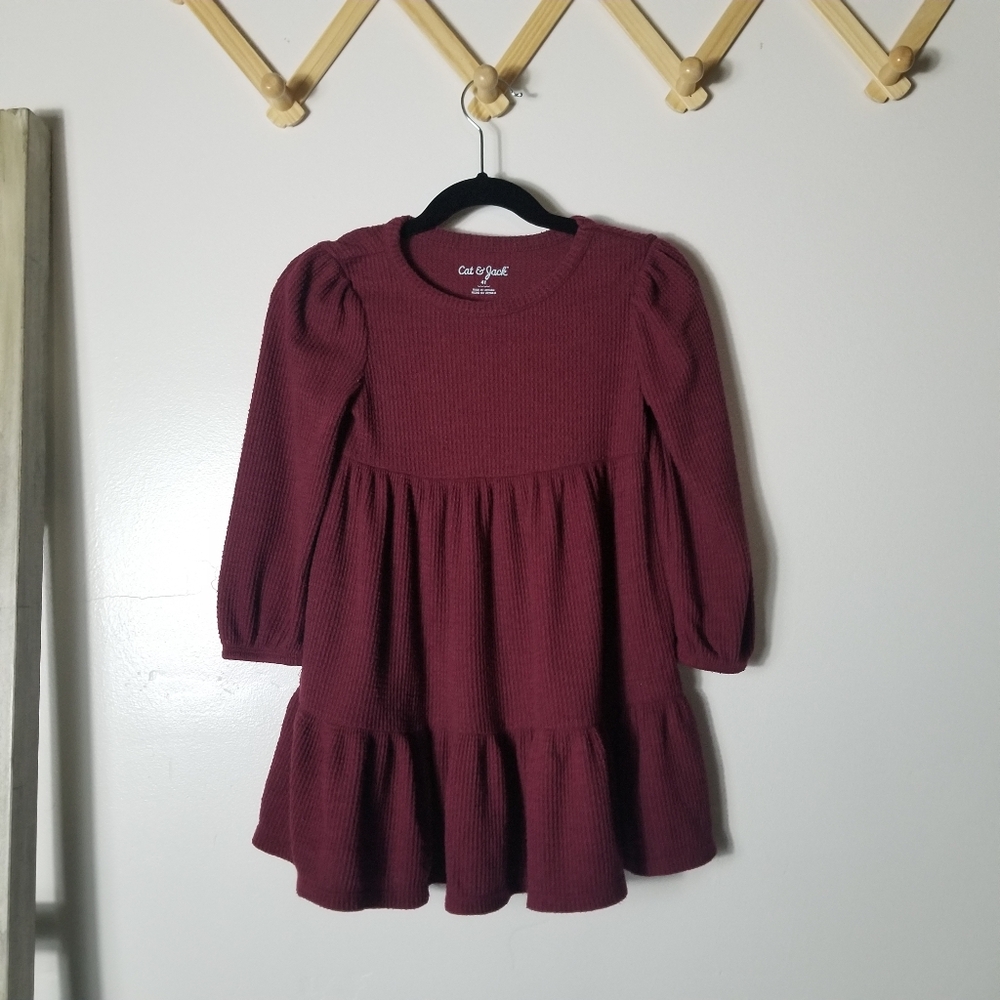 CAT & JACK BURGUNDY TIERED DRESS SIZE 4T